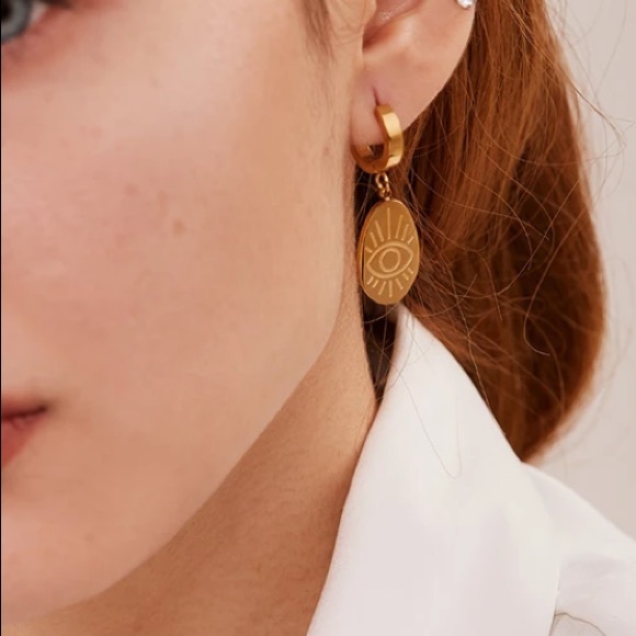 18K gold plated ellipse earrings - Picture 4 of 7